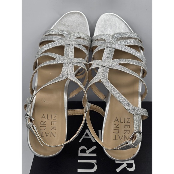 Naturalizer Women's Baylor Dress Sandal Silver Glitter Heels - Sz 7.5 Good - Picture 10 of 13